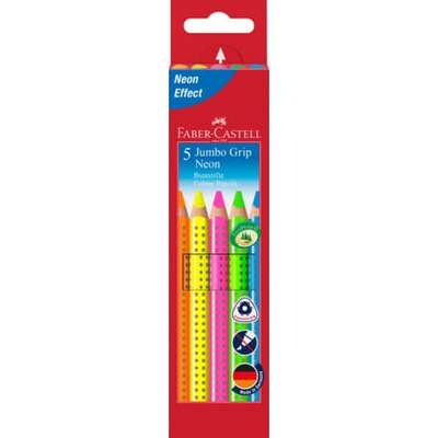 Evidenziatori a matita Faber-Castell Jumbo Grip, set di 5 colori diversi, adatti per evidenziale scritture e disegni su fogli e carta. Marchio: Faber Castell. 4005401109945 | initpc.it