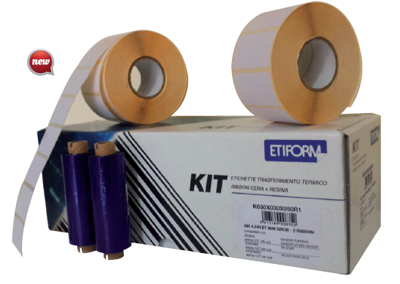 Kit Completo 6rt Etichette 30x20 4rt Ribbon per Stampante Ttr
