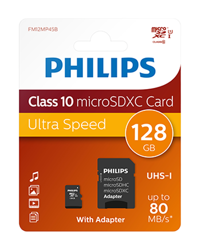 Philips Micro Sdxc Card 128gb Class 10 Incl Adapter Phmsdma128gbxccl10 4895185624075