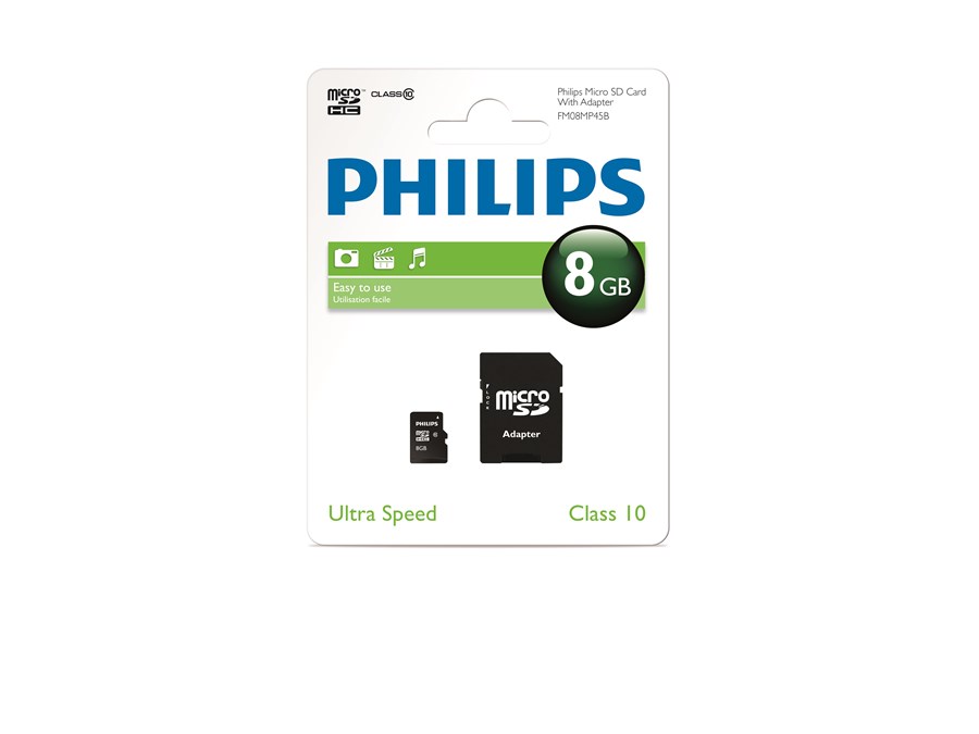 Philips Miro Sdhc Card 8gb Class 10 Incl Adapter Phmsdma8gbhccl10 8712581667542