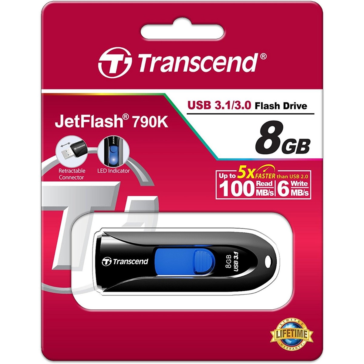 Jetflash 790 8gb Usb Drive Transcend Usb Flash Memory Ts8gjf790k 760557827986