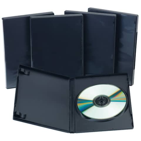 Porta CD/DVD Q-Connect singolo sp. 14 mm nero conf. 5 pezzi - KF02211