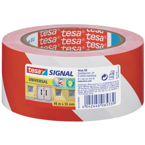 Nastro segnaletico tesa Signal Universale OPP adesivo acrilico 50mm x 66m rosso-bianco - 58134-00000-00