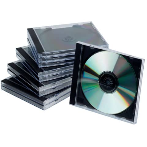 Porta CD/DVD Q-Connect Jewel case standard sp. 10 mm nero/trasparente conf. 10 pezzi - KF02209