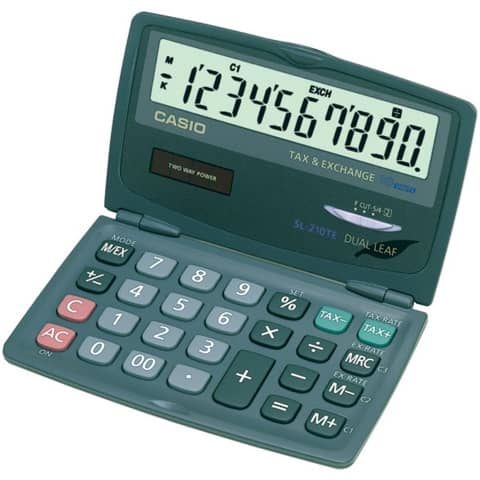 Calcolatrice tascabile CASIO tascabile 10 cifre - solare e batteria Blu Scuro - SL-210TE