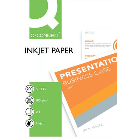 Carta stampa Premium Inkjet Q-Connect A4 bianco 100 g/m² conf. da 200 fogli - KF01553