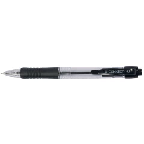Penna a sfera q-connect nera punta media con impugnatura gommata. 5706002002671