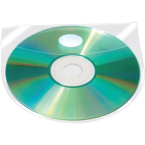 Custodia autoadesiva per CD/DVD Q-Connect 12,6x12,6 cm trasparente Conf. 10 pezzi - KF27032