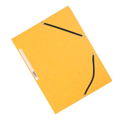 Cartellina a 3 lembi con elastico Q-Connect 24,3x32 cm cartoncino manilla 375 g/m² giallo - KF02166
