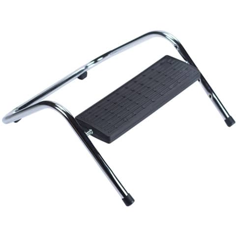 Poggiapiedi in metallo cromato con pedana regolabile nera 35x16x35 cm 5705831160439