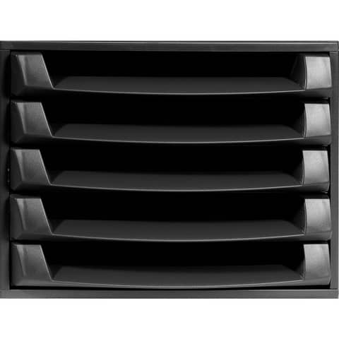 Cassettiera Exacompta THE BOX ECOBlack nero 5 cassetti aperti - PPL 38,7x28,4x21,8 cm - 221014D