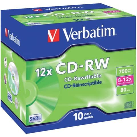 CD-RW Verbatim 12x 700 MB  Conf. 10 pezzi - 43148