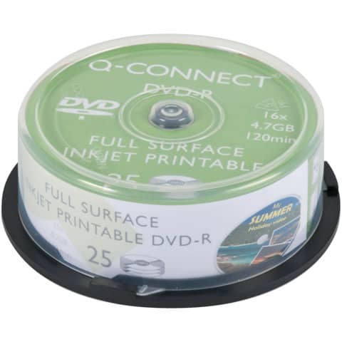 DVD-R Q-Connect Spindle 16x 120 min stampabile conf. da 25 pezzi - KF18021