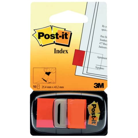 Segnapagina removibili Post-it® Index Medium con dispenser arancione 50 segnapagina - 680-4