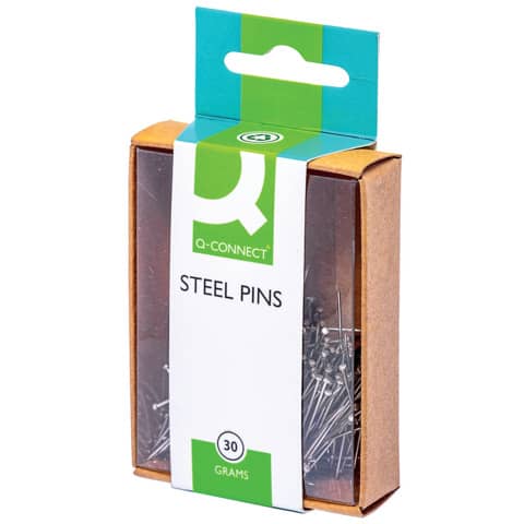 Spilli Q-Connect 30 mm acciaio  scatola da 30 grammi - KF02037