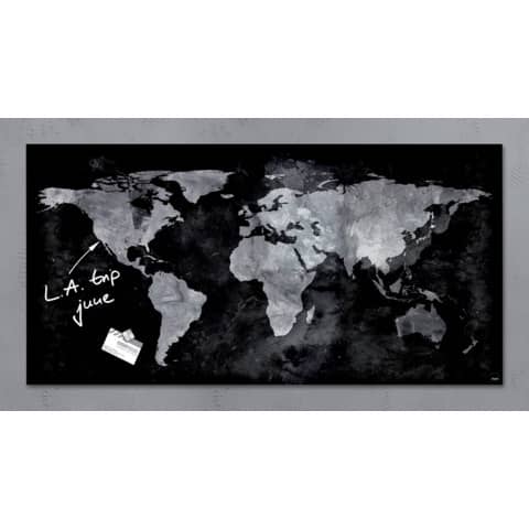 Lavagna magnetica artverum in vetro 91x46 cm con mappa mondiale 4004360836060