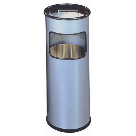 Posacenere Durable a colonna acciaio con sabbia e cestino base tonda H 62 x Ø 26 cm argento metallizzato - 333023