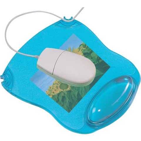 Tappetino per mouse q-connect in gel blu trasparente con poggiapolsi 5705831200852