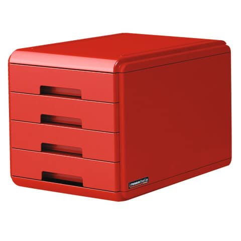 Cassettiera 4 cassetti ARDA ''Rosso Italia Collection'' polistirolo e materiale infrangibile rosso - 18P4PRIR