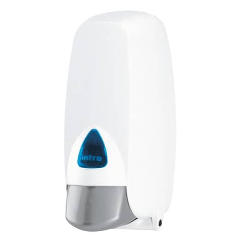 Dispenser di sapone per cartuccia rigida QTS in ABS con capacità 1000 ml bianco con vetrino blu - IN-SO1/WC