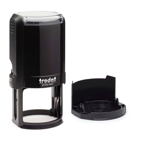 Timbro trodat printy 4642 in plastica nera ø 42 mm con testo 092399658115