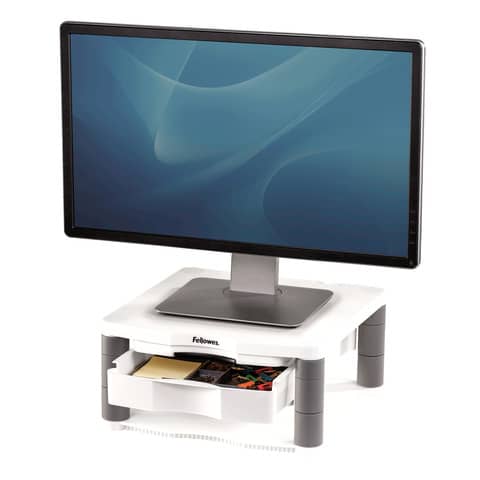 Supporto FELLOWES Premium Plus per monitor plastica riciclata grigio 34,3x33,3x6,4-16,5 cm - 91713