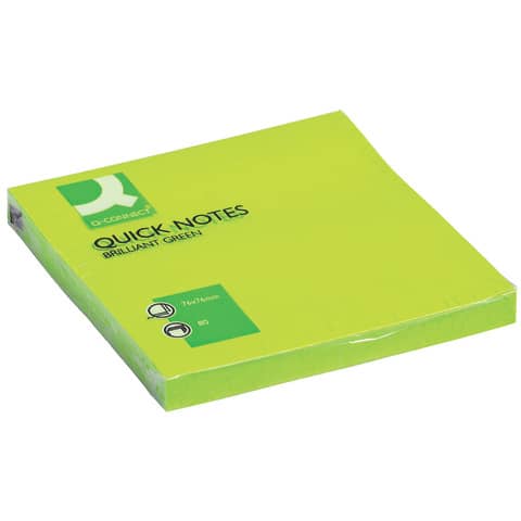 Blocchi adesivi q-connect 70 g/m² verde neon 76x76 mm 5706002105150