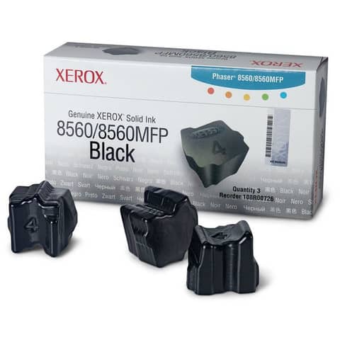 Stick di inchiostro solido xerox nero per phaser 8560, 3400 pagine 0095205427516