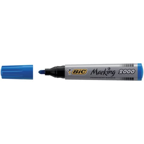 Pennarello indelebile bic marking 2000 con punta tonda da 1,7 mm blu 3086129999705