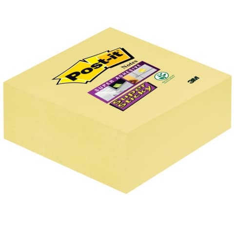 Foglietti riposizionabili Post-it® Cubo Super Sticky Notes 76x76 mm 270 ff Giallo Canary™  2028-SSCY-EU