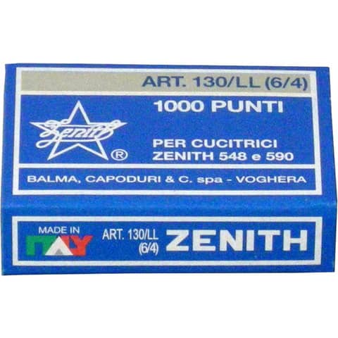Punti metallici ZENITH 130/LL 6/4  Conf. 1000 punti - 0301306401
