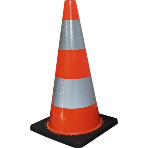 Coni stradali arancio in gomma alte 70 centimetri con base di sostegno 3321369984280