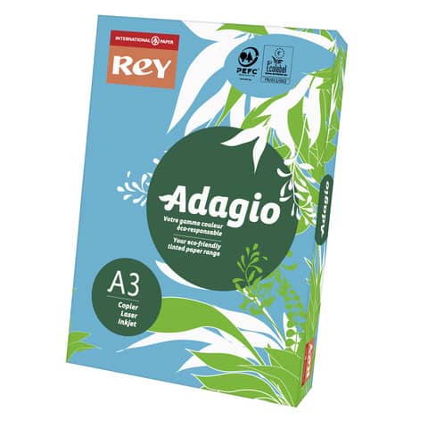 Carta colorata A3 International Paper Rey Adagio 160 g/m² blu - Risma da 250 fogli - ADAGI160X501