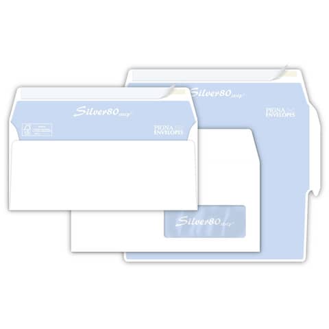 Buste con finestra Pigna Envelopes Silver80 80 g/m² 110x230 mm bianco conf. 500 - 0097584