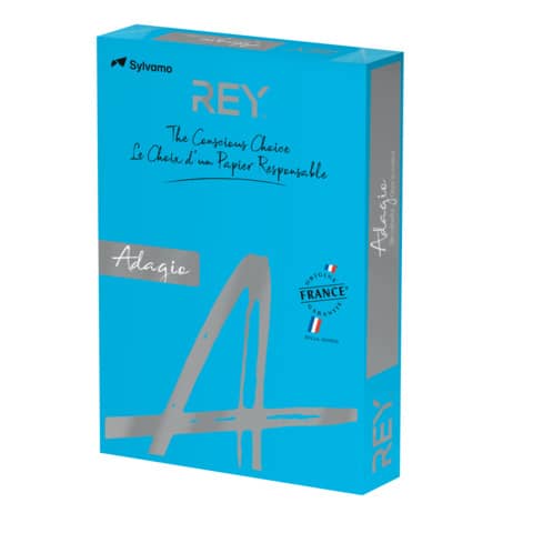 Carta colorata a3 blu intenso 80g/m² rey adagio 500 fogli 3368220089579