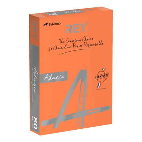Carta colorata A4 International Paper Rey Adagio 80 g/m² arancio 21 - Risma da 500 fogli - ADAGI080X639