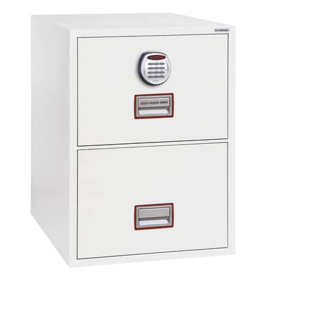 Classificatore ignifugo Phoenix bianco - Ral 9003 2 cassetti da 49lt. con serratura elettronica R3 - FS 2252 E
