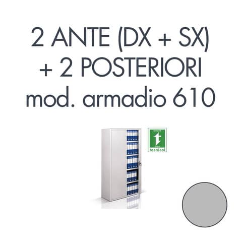Set 1 porta DX + 1 porta SX + 2 posteriori per armadio 610 grigio Tecnical 2 - 805141163012