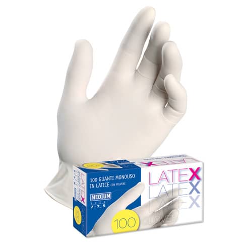 Guanti in lattice con polvere Icoguanti Latex M bianchi scatola da 100 guanti - ESL/MEDIA
