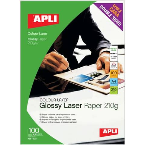 Carta fotografica laser Decadry A4 alta qualità - finitura lucida - fronte/retro 210 g/m² bianco Conf. 100 fogli T900008