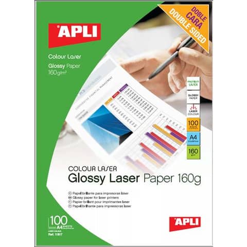 Carta fotografica laser Decadry A4 alta qualità - finitura lucida - fronte/retro 160 g/m² bianco Conf. 100 fogli T900009