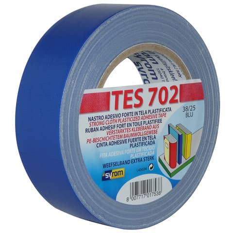 Nastro adesivo in tela Tes 702 SYROM formato 38mm x 25 m - materiale tela plastificata blu - 1753