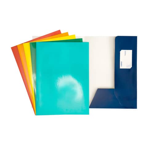 Cartelline a 2 lembi 4Mat 32x24 cm in cartoncino plastificato 300 g/m² blu conf. da 10 pezzi - 3760 01