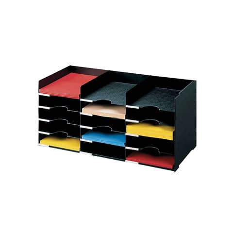 Schedario portacorrispondenza Paperflow componibile  a 15 cassetti nero 67x30,4x31,3 cm - K421301