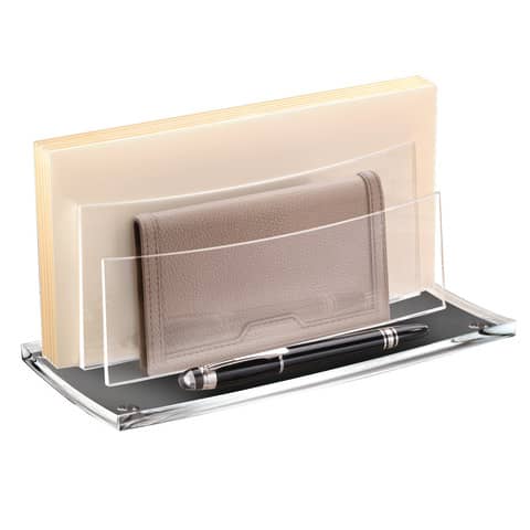 Portacarte in acrilico riciclabile trasparente 2scomparti 22x10cm 3462154501104