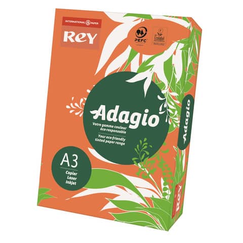 Carta colorata A3 International Paper Rey Adagio 160 g/m² arancio 21 - Risma da 250 fogli - ADAGI160X504