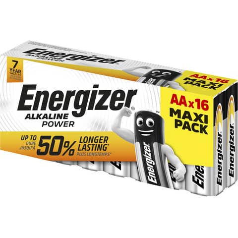 Batterie energizer alkaline power aa da 16 pezzi conf. 7638900275230