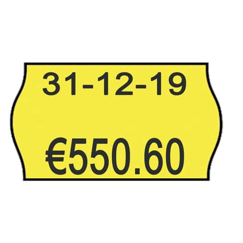 Rotolo da 1000 etichette per prezzatrice Printex sagomate 26x16 mm giallo fluo removibile  conf. 10 rotoli - 2616sfr7gi