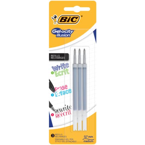 Ricariche bic gelocity 0,7mm nero 3 pezzi gel 3086123464582