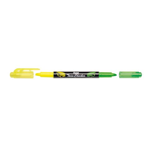 Evidenziatore Pentel Twin Checker a doppia punta 1-3 mm giallo-verde - SLW8-GK